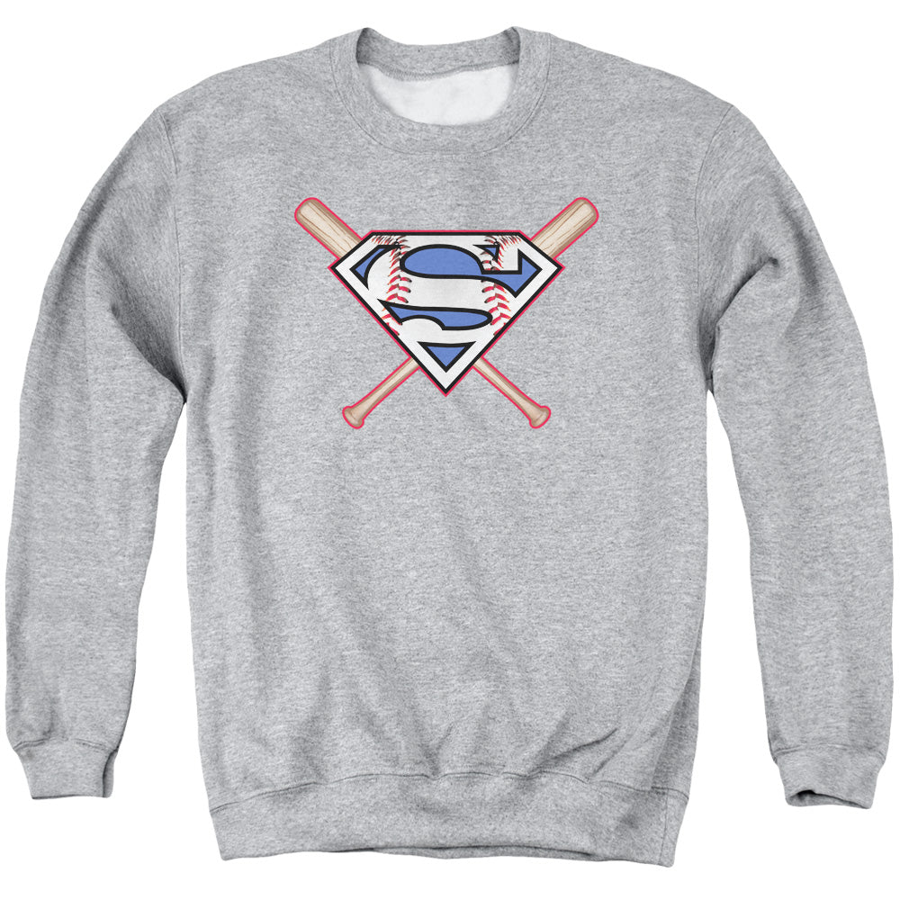 SUPERMAN/CROSSED BATS - ADULT CREWNECK SWEATSHIRT - ATHLETIC HEATHER