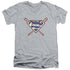 SUPERMAN/CROSSED BATS - S/S ADULT V-NECK 30/1 - ATHLETIC HEATHER