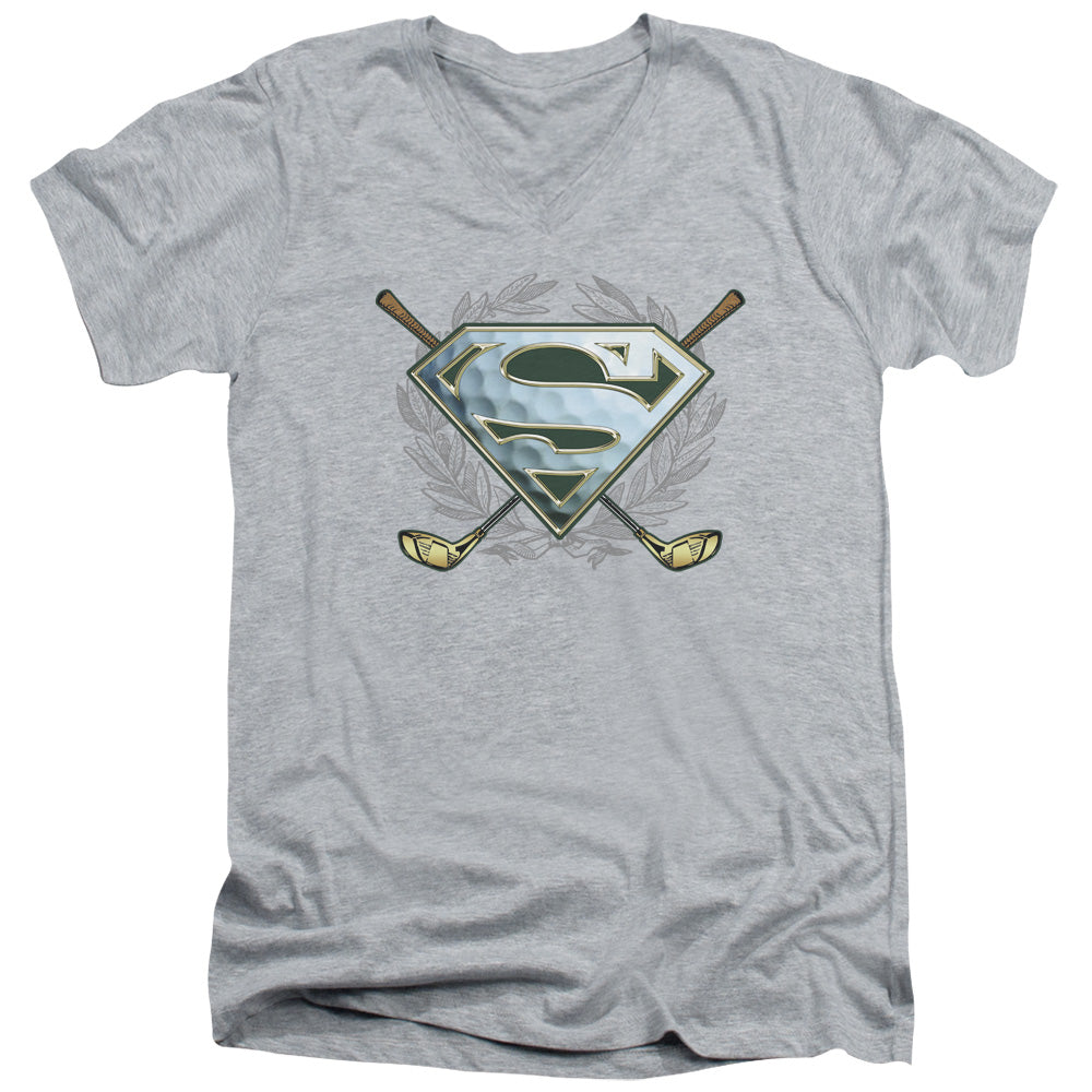 SUPERMAN/FORE! - S/S ADULT V-NECK 30/1 - ATHLETIC HEATHER