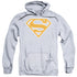 SUPERMAN/BURNT ORANGE&AMP;WHITE SHIELD - ADULT PULLOVER HOODIE - ATHLETIC HEATHER