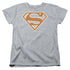 SUPERMAN/BURNT ORANGE&WHITE SHIELD - S/S WOMENS TEE - ATHLETIC HEATHER