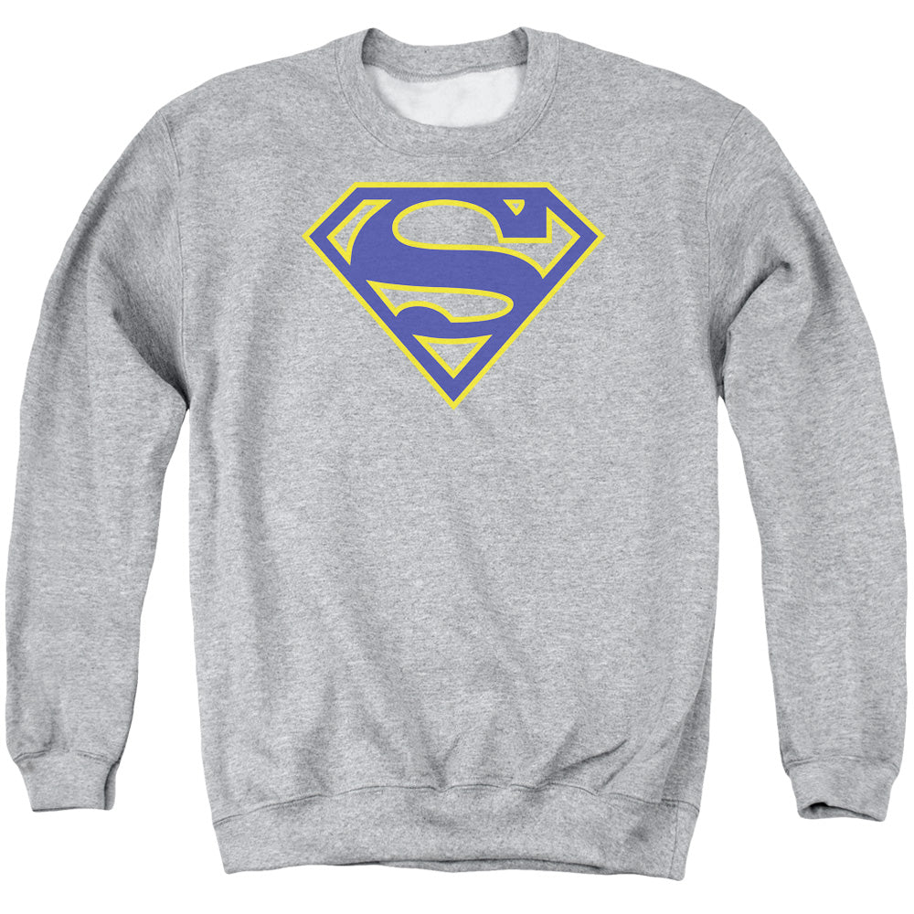SUPERMAN/MAIZE &AMP; BLUE SHIELD - ADULT CREWNECK SWEATSHIRT - ATHLETIC HEATHER