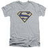 SUPERMAN/MAIZE & BLUE SHIELD - S/S ADULT V-NECK 30/1 - ATHLETIC HEATHER