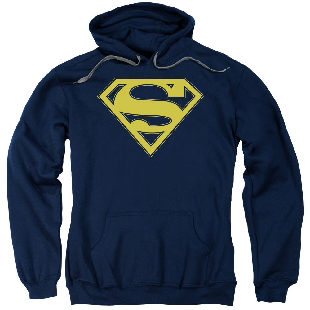 SUPERMAN/MAIZE &AMP; BLUE SHIELD - ADULT PULLOVER HOODIE - NAVY