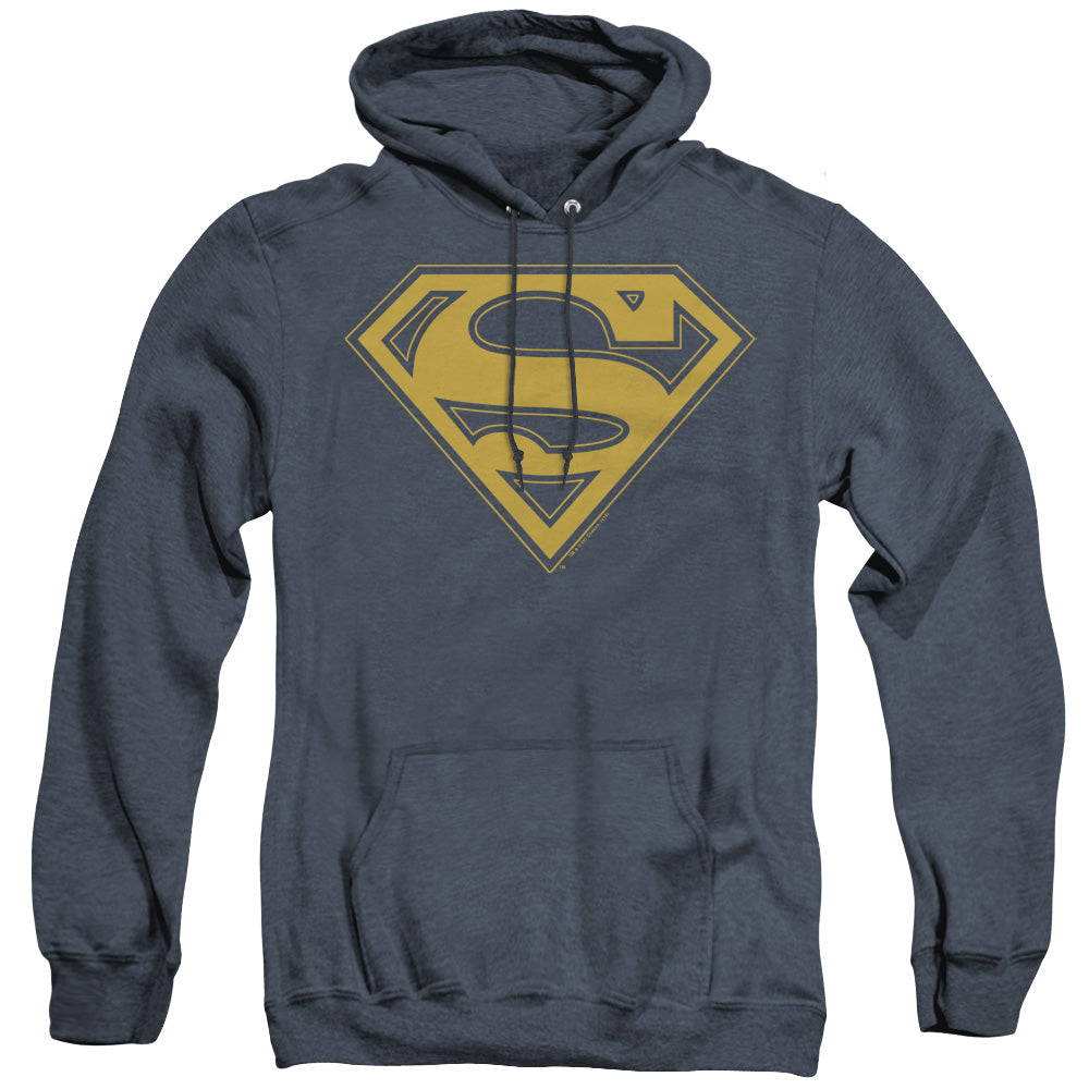 SUPERMAN/MAIZE & BLUE SHIELD - ADULT HEATHER HOODIE - NAVY