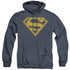 SUPERMAN/MAIZE & BLUE SHIELD - ADULT HEATHER HOODIE - NAVY