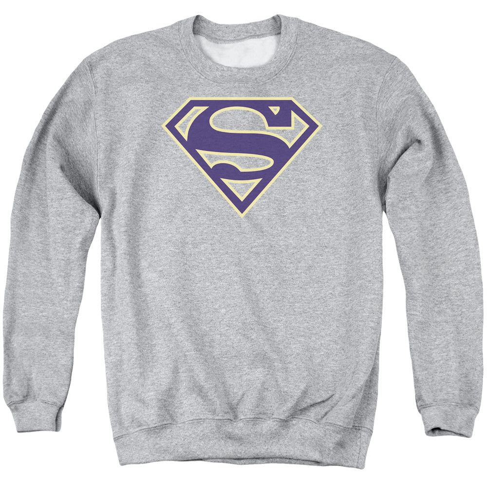 SUPERMAN/NAVY &AMP; GOLD SHIELD - ADULT CREWNECK SWEATSHIRT - ATHLETIC HEATHER