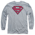 SUPERMAN/RED & BLACK SHIELD - L/S ADULT 18/1 - ATHLETIC HEATHER