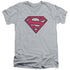 SUPERMAN/RED & BLACK SHIELD - S/S ADULT V-NECK 30/1 - ATHLETIC HEATHER