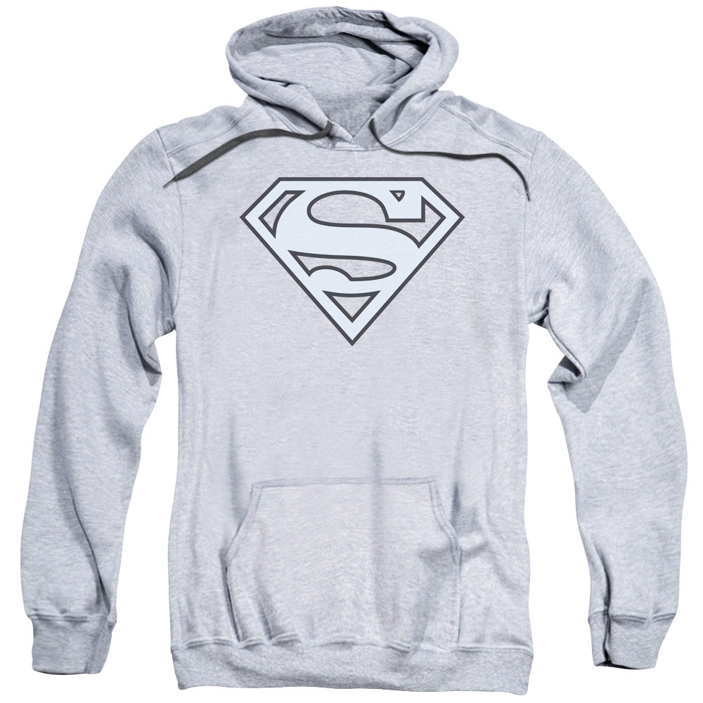 SUPERMAN/CAROLINA BLUE&AMP;NAVY SHIELD - ADULT PULLOVER HOODIE - ATHLETIC HEATHER