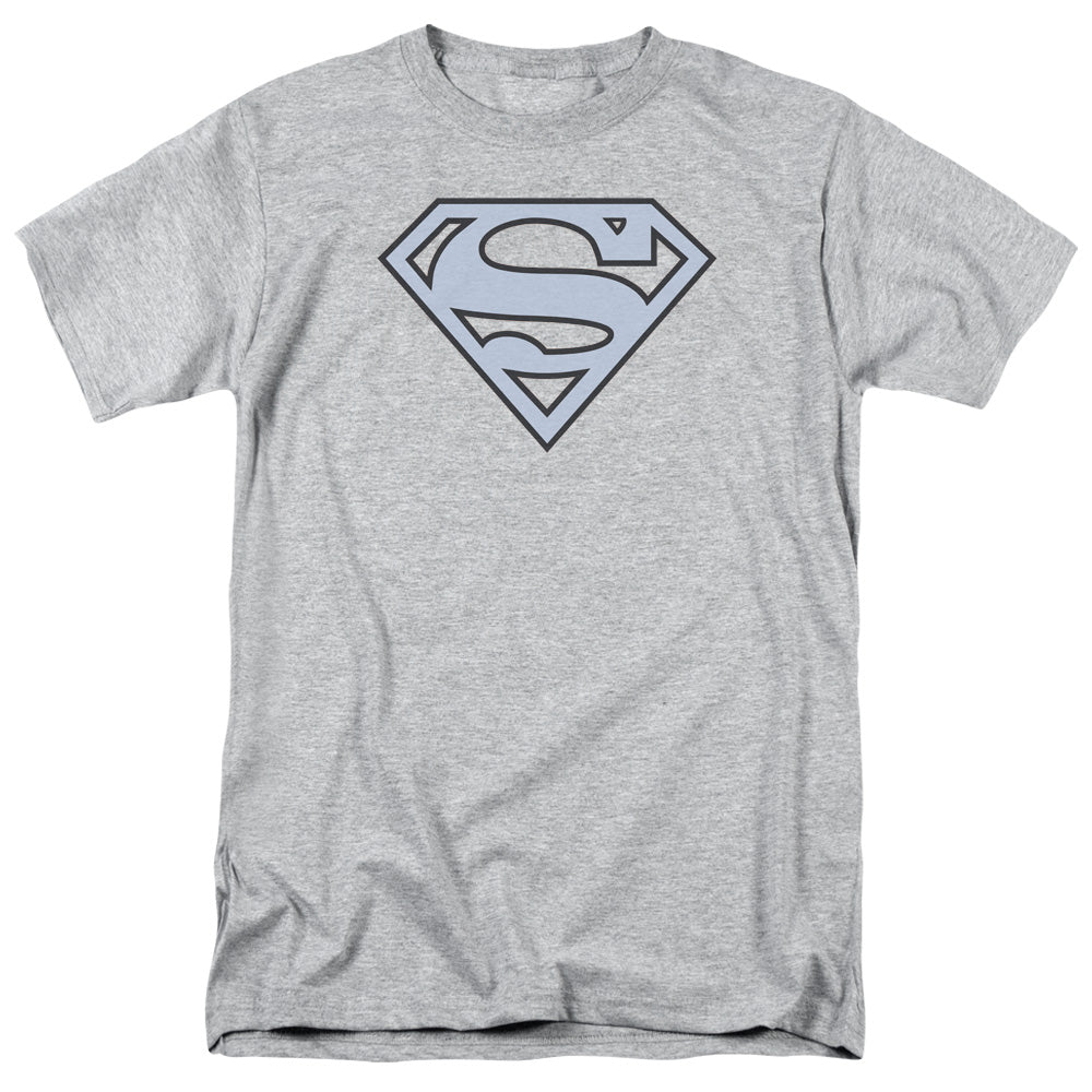 SUPERMAN/CAROLINA BLUE&NAVY SHIELD - S/S ADULT 18/1 - ATHLETIC HEATHER