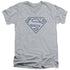 SUPERMAN/CAROLINA BLUE&NAVY SHIELD - S/S ADULT V-NECK 30/1 - ATHLETIC HEATHER
