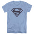 SUPERMAN/BLUE&NAVY SHIELD - S/S WOMENS TEE - CAROLINA BLUE
