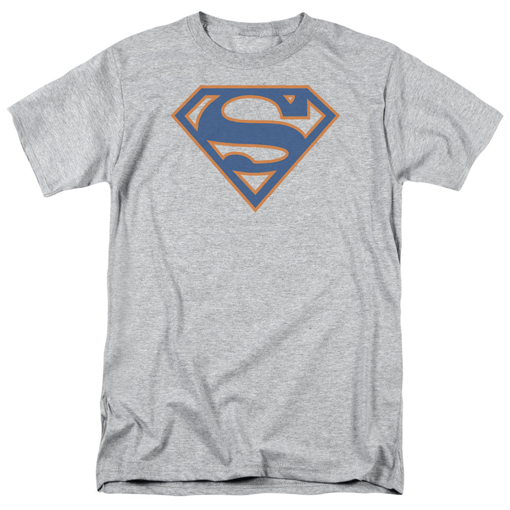SUPERMAN/BLUE & ORANGE SHIELD - S/S ADULT 18/1 - ATHLETIC HEATHER