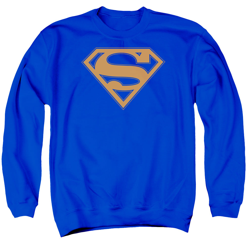 SUPERMAN/BLUE &AMP; ORANGE SHIELD - ADULT CREWNECK SWEATSHIRT - ROYAL BLUE