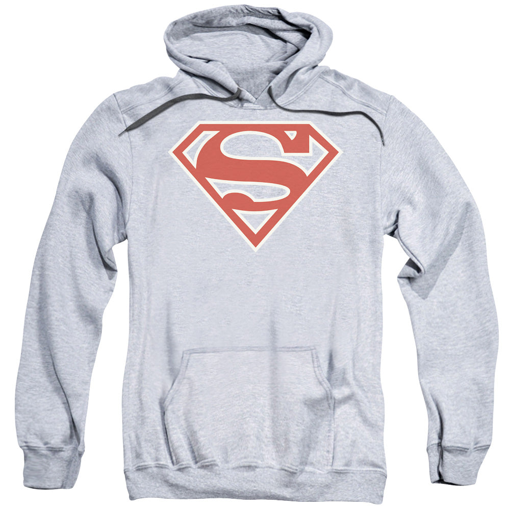 SUPERMAN/CRIMSON &AMP; CREAM SHIELD - ADULT PULLOVER HOODIE - ATHLETIC HEATHER