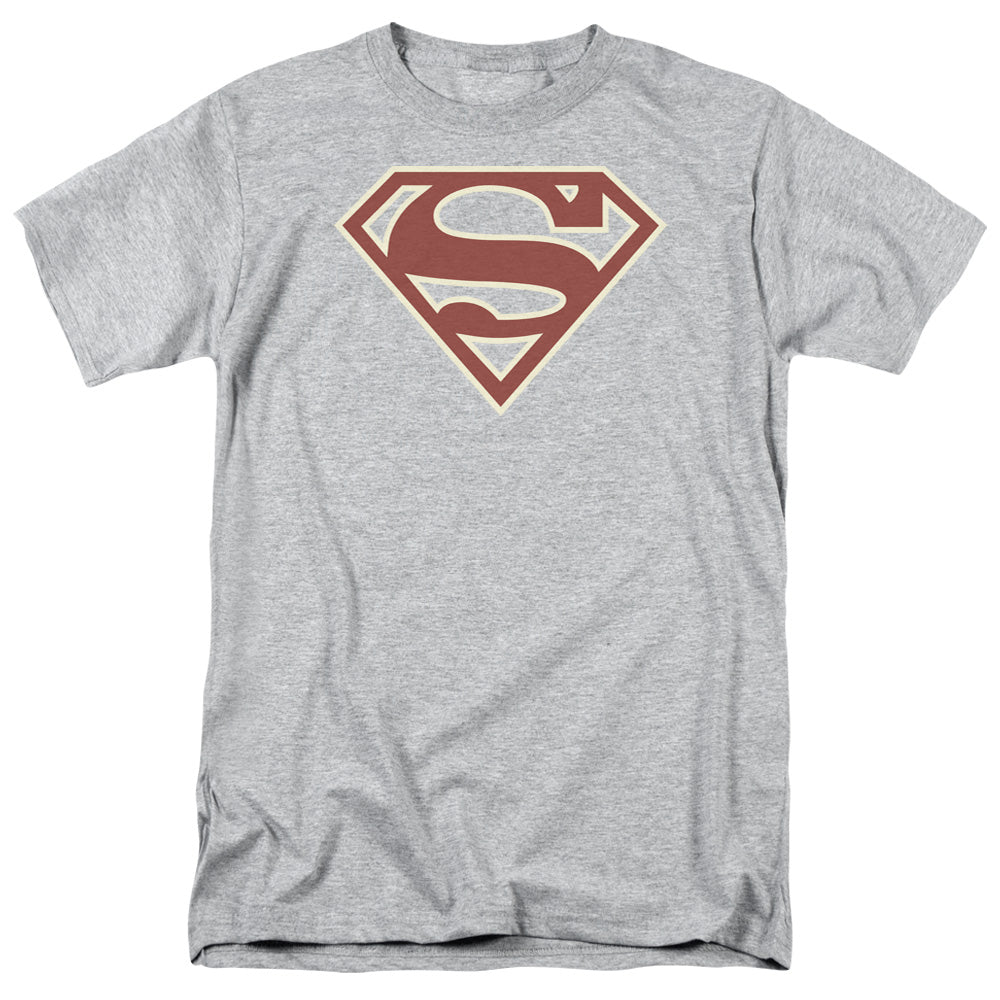 SUPERMAN/CRIMSON & CREAM SHIELD - S/S ADULT 18/1 - ATHLETIC HEATHER
