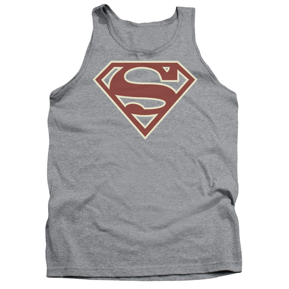 SUPERMAN/CRIMSON & CREAM SHIELD - ADULT TANK - ATHLETIC HEATHER