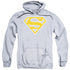 SUPERMAN/LT ORANGE &AMP; WHITE SHIELD - ADULT PULLOVER HOODIE - ATHLETIC HEATHER