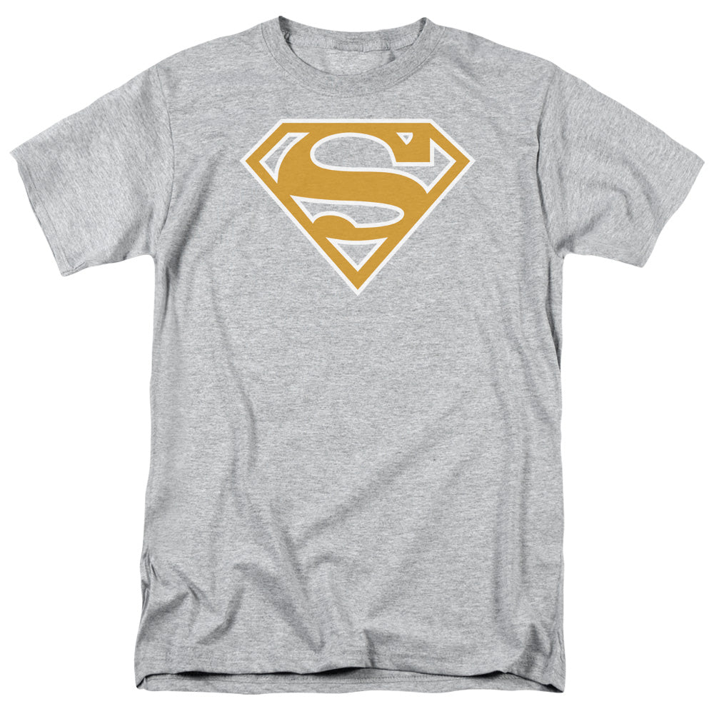 SUPERMAN/LT ORANGE & WHITE SHIELD - S/S ADULT 18/1 - ATHLETIC HEATHER