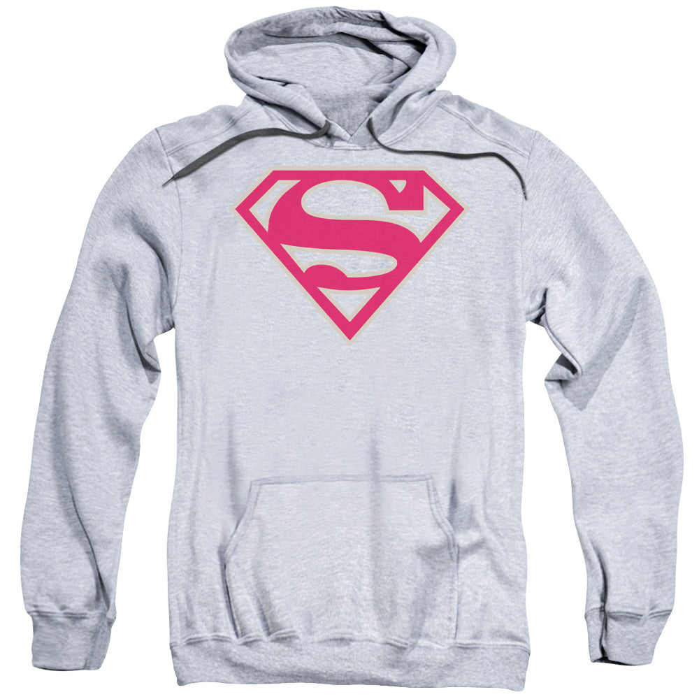 SUPERMAN/CRIMSON &AMP; GRAY SHIELD - ADULT PULLOVER HOODIE - ATHLETIC HEATHER