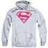 SUPERMAN/CRIMSON &AMP; GRAY SHIELD - ADULT PULLOVER HOODIE - ATHLETIC HEATHER