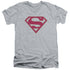 SUPERMAN/CRIMSON & GRAY SHIELD - S/S ADULT V-NECK 30/1 - ATHLETIC HEATHER