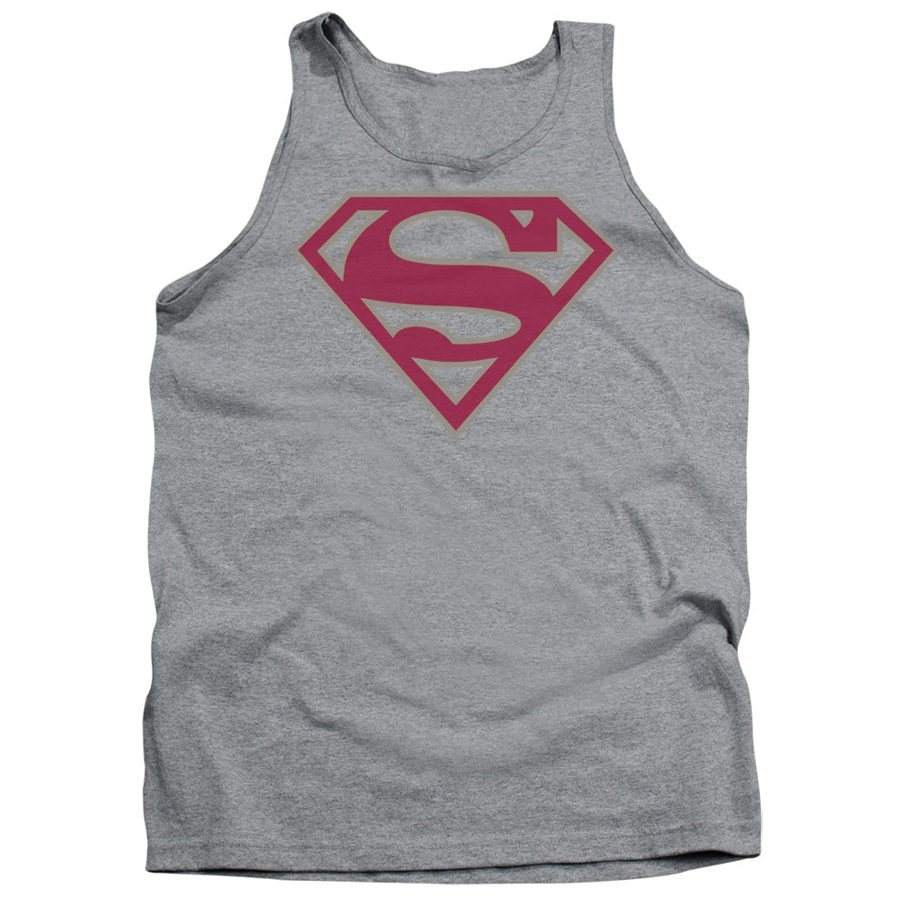 SUPERMAN/CRIMSON & GRAY SHIELD - ADULT TANK - ATHLETIC HEATHER