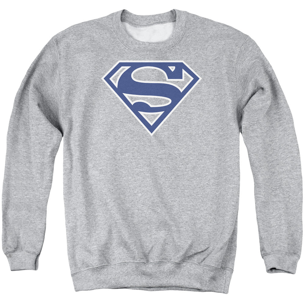 SUPERMAN/NAVY &AMP; WHITE SHIELD - ADULT CREWNECK SWEATSHIRT - ATHLETIC HEATHER
