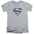 SUPERMAN/NAVY & WHITE SHIELD - S/S ADULT V-NECK 30/1 - ATHLETIC HEATHER