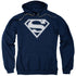 SUPERMAN/NAVY &AMP; WHITE SHIELD - ADULT PULLOVER HOODIE - NAVY