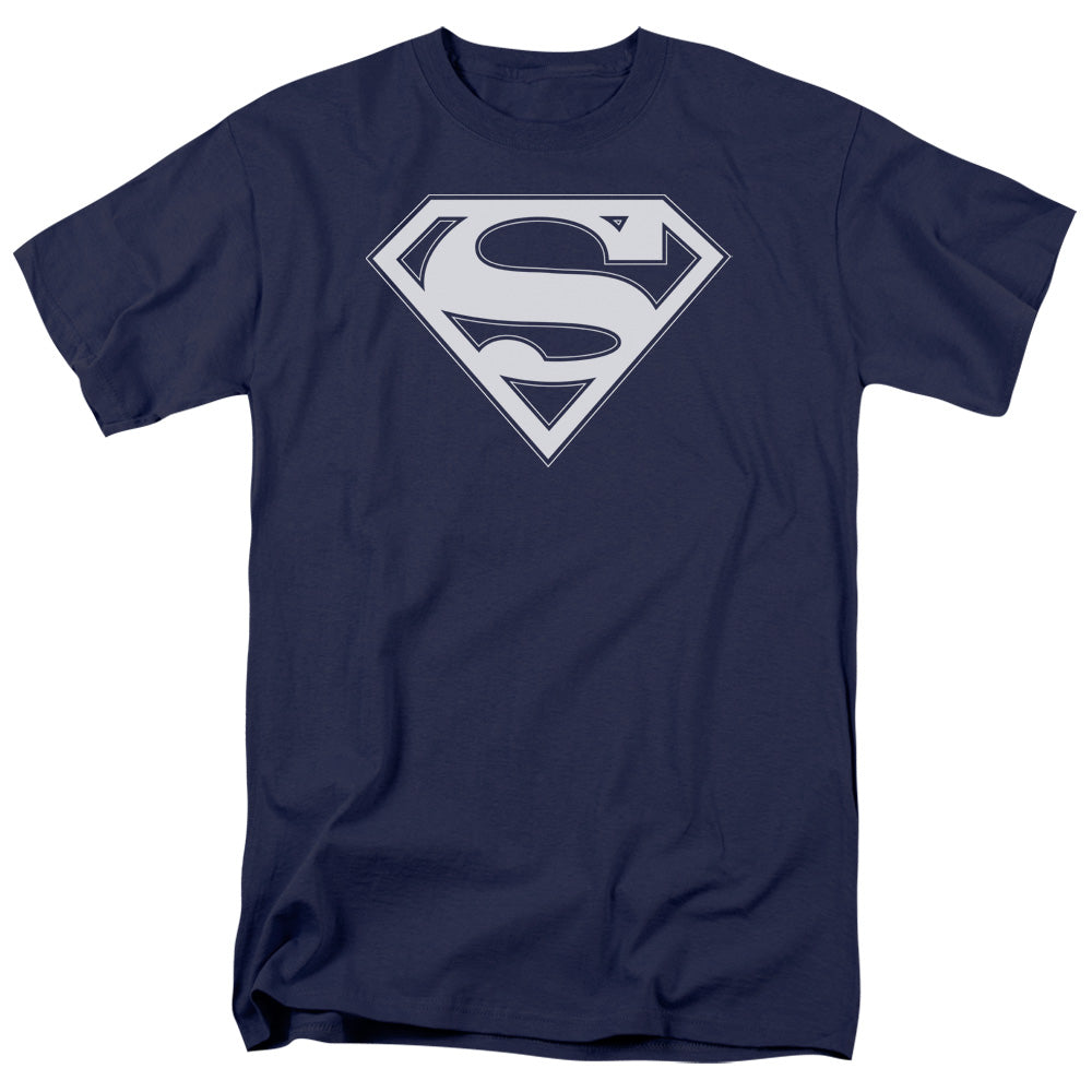 SUPERMAN/NAVY & WHITE SHIELD - S/S ADULT 18/1 - NAVY