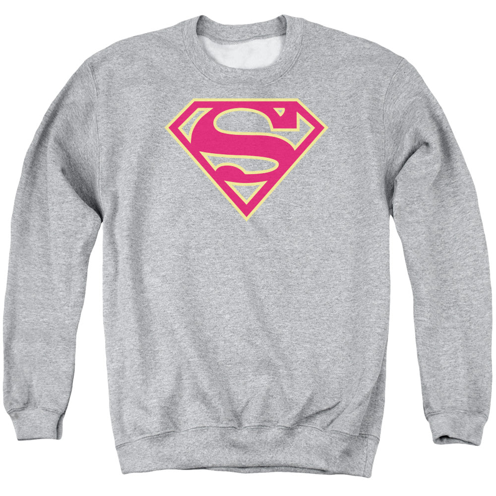 SUPERMAN/RED &AMP; GOLD SHIELD - ADULT CREWNECK SWEATSHIRT - ATHLETIC HEATHER