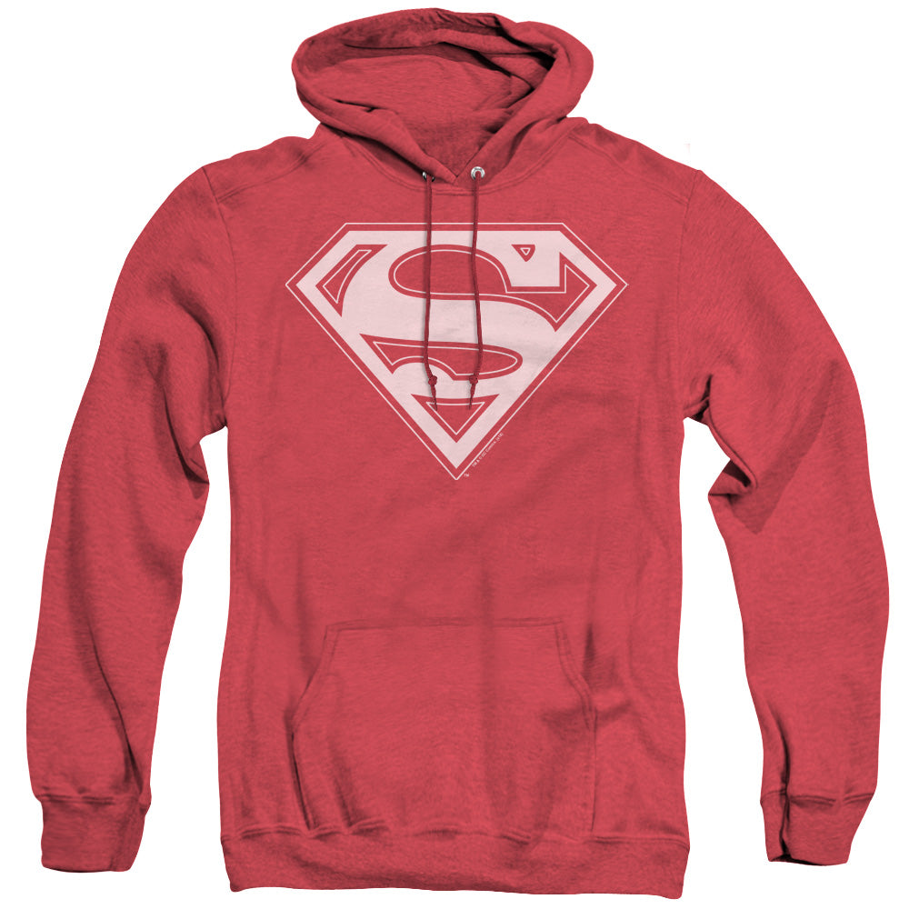 SUPERMAN/RED & GOLD SHIELD - ADULT HEATHER HOODIE - RED
