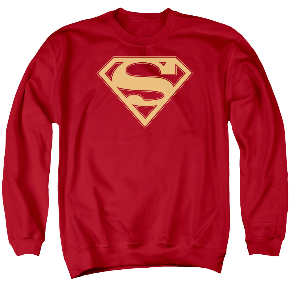 SUPERMAN/RED &AMP; GOLD SHIELD - ADULT CREWNECK SWEATSHIRT - RED