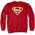 SUPERMAN/RED &AMP; GOLD SHIELD - ADULT CREWNECK SWEATSHIRT - RED