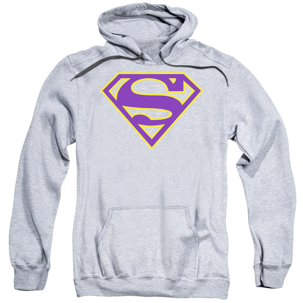 SUPERMAN/PURPLE &AMP; GOLD SHIELD - ADULT PULLOVER HOODIE - ATHLETIC HEATHER