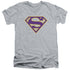 SUPERMAN/PURPLE & GOLD SHIELD - S/S ADULT V-NECK 30/1 - ATHLETIC HEATHER