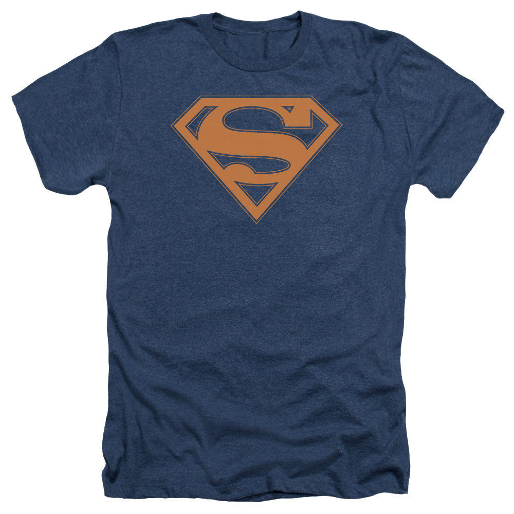 SUPERMAN/NAVY & ORANGE SHIELD - ADULT HEATHER - NAVY
