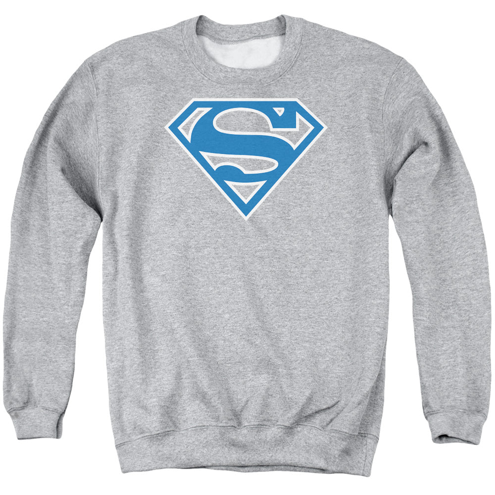 SUPERMAN/BLUE &AMP; WHITE SHIELD - ADULT CREWNECK SWEATSHIRT - ATHLETIC HEATHER