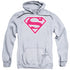 SUPERMAN/RED &AMP; WHITE SHIELD - ADULT PULLOVER HOODIE - ATHLETIC HEATHER