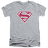 SUPERMAN/RED & WHITE SHIELD - S/S ADULT V-NECK 30/1 - ATHLETIC HEATHER
