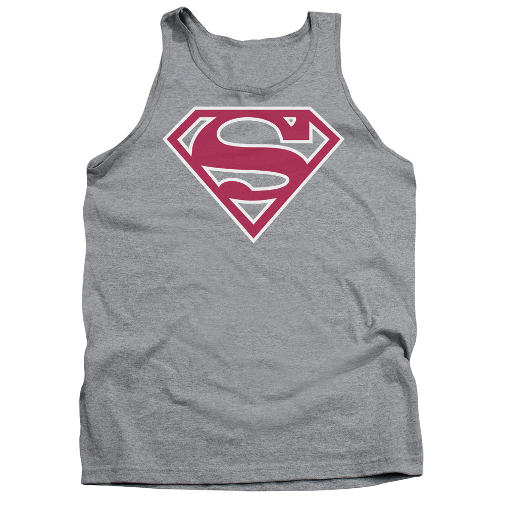 SUPERMAN/RED & WHITE SHIELD - ADULT TANK - ATHLETIC HEATHER