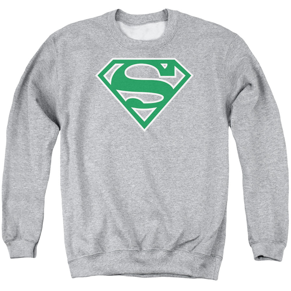 SUPERMAN/GREEN &AMP; WHITE SHIELD - ADULT CREWNECK SWEATSHIRT - ATHLETIC HEATHER