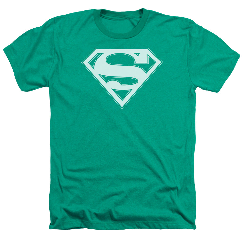 SUPERMAN/GREEN & WHITE SHIELD - ADULT HEATHER - KELLY GREEN