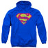 SUPERMAN/CLASSIC LOGO DISTRESSED - ADULT PULLOVER HOODIE - ROYAL BLUE