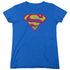 SUPERMAN/CLASSIC LOGO DISTRESSED - S/S WOMENS TEE - ROYAL BLUE