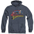 SUPERMAN/FLYING OVER - ADULT HEATHER HOODIE - NAVY