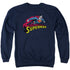 SUPERMAN/FLYING OVER - ADULT CREWNECK SWEATSHIRT - NAVY