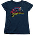 SUPERMAN/FLYING OVER - S/S WOMENS TEE - NAVY